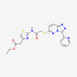 molecular formula C19H17N7O3S2 B2688677 乙酸2-(2-(2-((3-(吡啶-2-基)-[1,2,4]三唑并[4,3-b]吡啶-6-基)硫基)乙酰胺基)噻唑-4-基)乙酯 CAS No. 1207058-53-4