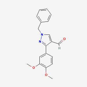 molecular formula C19H18N2O3 B2688679 1-benzyl-3-(3,4-dimethoxyphenyl)-1H-pyrazole-4-carbaldehyde CAS No. 588674-24-2