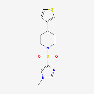 molecular formula C13H17N3O2S2 B2688698 1-((1-methyl-1H-imidazol-4-yl)sulfonyl)-4-(thiophen-3-yl)piperidine CAS No. 1428371-36-1