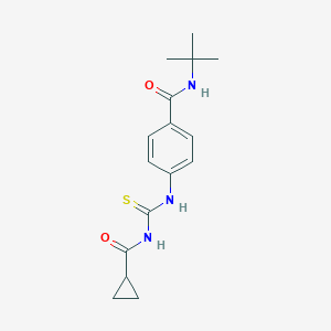 molecular formula C16H21N3O2S B268870 N-tert-butyl-4-{[(cyclopropylcarbonyl)carbamothioyl]amino}benzamide 