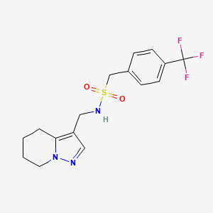 molecular formula C16H18F3N3O2S B2688704 N-((4,5,6,7-tetrahydropyrazolo[1,5-a]pyridin-3-yl)methyl)-1-(4-(trifluoromethyl)phenyl)methanesulfonamide CAS No. 2034338-05-9