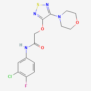 molecular formula C14H14ClFN4O3S B2688736 N-(3-chloro-4-fluorophenyl)-2-[(4-morpholin-4-yl-1,2,5-thiadiazol-3-yl)oxy]acetamide CAS No. 851080-92-7