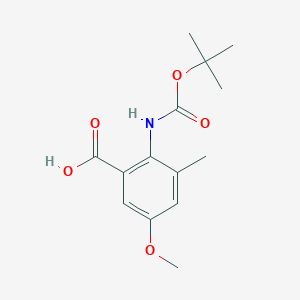 molecular formula C14H19NO5 B2688739 5-Methoxy-3-methyl-2-[(2-methylpropan-2-yl)oxycarbonylamino]benzoic acid CAS No. 2248367-95-3
