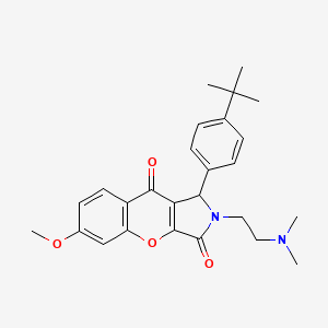 molecular formula C26H30N2O4 B2688741 1-(4-Tert-butylphenyl)-2-[2-(dimethylamino)ethyl]-6-methoxy-1,2-dihydrochromeno[2,3-c]pyrrole-3,9-dione CAS No. 886153-15-7