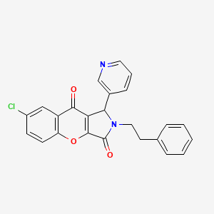 molecular formula C24H17ClN2O3 B2688748 7-Chloro-2-phenethyl-1-(pyridin-3-yl)-1,2-dihydrochromeno[2,3-c]pyrrole-3,9-dione CAS No. 874462-89-2