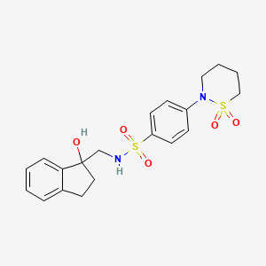 molecular formula C20H24N2O5S2 B2688755 4-(1,1-二氧代-1,2-噻嗪-2-基)-N-((1-羟基-2,3-二氢-1H-茚-1-基)甲基)苯磺酰胺 CAS No. 1396863-71-0