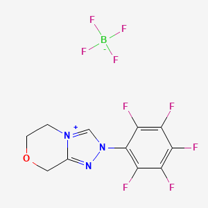 molecular formula C11H7BF9N3O B2688756 2-(Perfluorophenyl)-2,5,6,8-tetrahydro-[1,2,4]triazolo[3,4-c][1,4]oxazin-4-ium tetrafluoroborate CAS No. 1352035-31-4