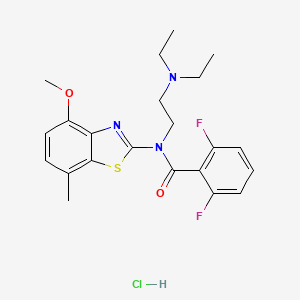 molecular formula C22H26ClF2N3O2S B2688764 N-(2-(二乙基氨基)乙基)-2,6-二氟-N-(4-甲氧基-7-甲基苯并噻唑-2-基)苯甲酰胺盐酸盐 CAS No. 1215398-68-7