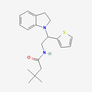 N-(2-(indolin-1-yl)-2-(thiophen-2-yl)ethyl)-3,3-dimethylbutanamide