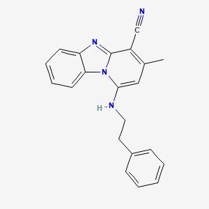 molecular formula C21H18N4 B2688787 3-Methyl-1-(phenethylamino)benzo[4,5]imidazo[1,2-a]pyridine-4-carbonitrile CAS No. 304861-65-2