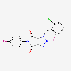 molecular formula C17H11ClF2N4O2 B2688789 1-[(2-chloro-6-fluorophenyl)methyl]-5-(4-fluorophenyl)-1H,3aH,4H,5H,6H,6aH-pyrrolo[3,4-d][1,2,3]triazole-4,6-dione CAS No. 1008234-31-8