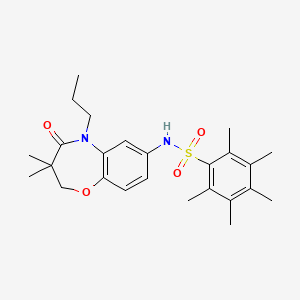 N-(3,3-dimethyl-4-oxo-5-propyl-2,3,4,5-tetrahydrobenzo[b][1,4]oxazepin-7-yl)-2,3,4,5,6-pentamethylbenzenesulfonamide