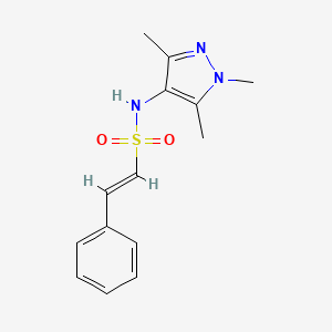 molecular formula C14H17N3O2S B2688802 (E)-2-phenyl-N-(1,3,5-trimethylpyrazol-4-yl)ethenesulfonamide CAS No. 957023-57-3