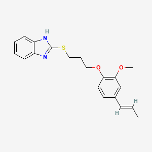 (E)-2-((3-(2-methoxy-4-(prop-1-en-1-yl)phenoxy)propyl)thio)-1H-benzo[d]imidazole