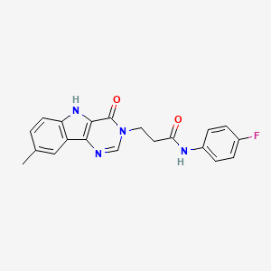 molecular formula C20H17FN4O2 B2688809 N-(4-fluorophenyl)-3-(8-methyl-4-oxo-4,5-dihydro-3H-pyrimido[5,4-b]indol-3-yl)propanamide CAS No. 1105246-70-5