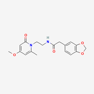 molecular formula C18H20N2O5 B2688818 2-(benzo[d][1,3]dioxol-5-yl)-N-(2-(4-methoxy-6-methyl-2-oxopyridin-1(2H)-yl)ethyl)acetamide CAS No. 2034590-95-7