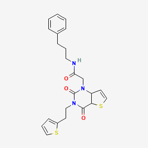 molecular formula C23H23N3O3S2 B2688821 2-{2,4-dioxo-3-[2-(thiophen-2-yl)ethyl]-1H,2H,3H,4H-thieno[3,2-d]pyrimidin-1-yl}-N-(3-phenylpropyl)acetamide CAS No. 1260925-54-9