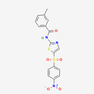molecular formula C17H13N3O5S2 B2688822 3-甲基-N-(5-((4-硝基苯基)磺酰)噻嗪-2-基)苯甲酰胺 CAS No. 349620-06-0