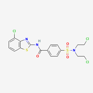 molecular formula C18H16Cl3N3O3S2 B2688824 4-[bis(2-chloroethyl)sulfamoyl]-N-(4-chloro-1,3-benzothiazol-2-yl)benzamide CAS No. 324541-16-4