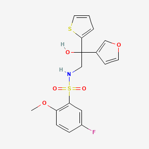 molecular formula C17H16FNO5S2 B2688825 5-氟-N-(2-(呋喃-3-基)-2-羟基-2-(噻吩-2-基)乙基)-2-甲氧基苯磺酰胺 CAS No. 2034335-90-3