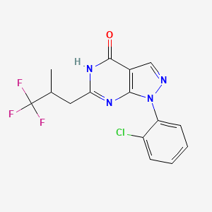 molecular formula C15H12ClF3N4O B2688832 1-(2-Chlorophenyl)-6-[(2s)-3,3,3-Trifluoro-2-Methylpropyl]-1,7-Dihydro-4h-Pyrazolo[3,4-D]pyrimidin-4-One CAS No. 794568-90-4