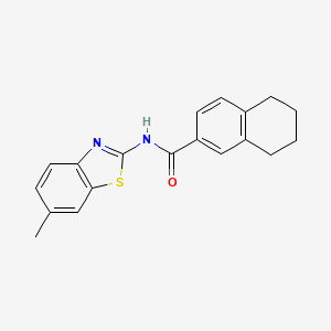 molecular formula C19H18N2OS B2688844 N-(6-methyl-1,3-benzothiazol-2-yl)-5,6,7,8-tetrahydronaphthalene-2-carboxamide CAS No. 681166-71-2