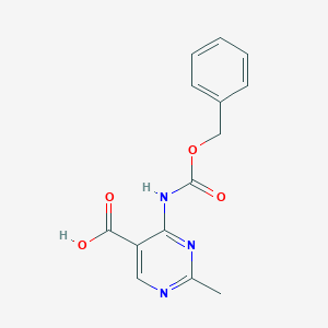 molecular formula C14H13N3O4 B2688846 2-Methyl-4-(phenylmethoxycarbonylamino)pyrimidine-5-carboxylic acid CAS No. 778602-03-2