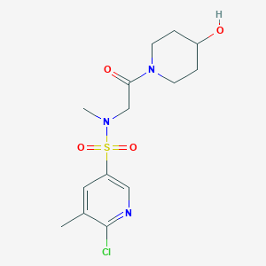 molecular formula C14H20ClN3O4S B2688853 6-chloro-N-[2-(4-hydroxypiperidin-1-yl)-2-oxoethyl]-N,5-dimethylpyridine-3-sulfonamide CAS No. 1445737-93-8