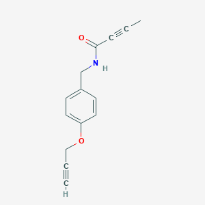 molecular formula C14H13NO2 B2688856 N-[(4-Prop-2-ynoxyphenyl)methyl]but-2-ynamide CAS No. 2411280-00-5