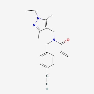 molecular formula C20H23N3O B2688859 N-[(1-Ethyl-3,5-dimethylpyrazol-4-yl)methyl]-N-[(4-ethynylphenyl)methyl]prop-2-enamide CAS No. 2411276-60-1
