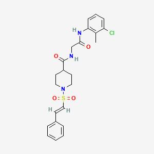 molecular formula C23H26ClN3O4S B2688862 N-[2-(3-chloro-2-methylanilino)-2-oxoethyl]-1-[(E)-2-phenylethenyl]sulfonylpiperidine-4-carboxamide CAS No. 1111559-62-6