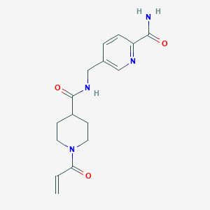 molecular formula C16H20N4O3 B2688871 5-[[(1-Prop-2-enoylpiperidine-4-carbonyl)amino]methyl]pyridine-2-carboxamide CAS No. 2361875-44-5