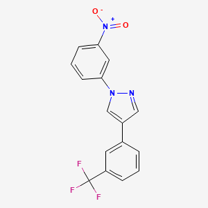 molecular formula C16H10F3N3O2 B2688874 1-(3-nitrophenyl)-4-[3-(trifluoromethyl)phenyl]-1H-pyrazole CAS No. 318288-94-7
