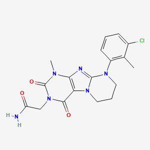 molecular formula C18H19ClN6O3 B2688891 2-[9-(3-chloro-2-methylphenyl)-1-methyl-2,4-dioxo-7,8-dihydro-6H-purino[7,8-a]pyrimidin-3-yl]acetamide CAS No. 876900-37-7