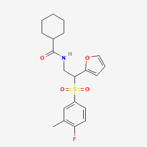 N-[2-(4-fluoro-3-methylbenzenesulfonyl)-2-(furan-2-yl)ethyl]cyclohexanecarboxamide