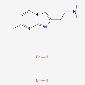 molecular formula C9H14Br2N4 B2688913 2-{7-Methylimidazo[1,2-a]pyrimidin-2-yl}ethan-1-amine dihydrobromide CAS No. 1423032-45-4