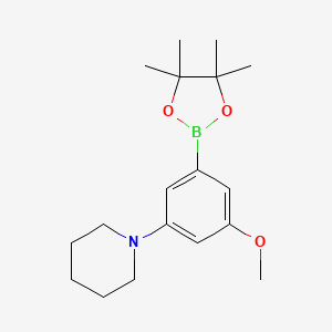 molecular formula C18H28BNO3 B2688919 3-甲氧基-5-哌啶基苯硼酸, 二异丙醇酯 CAS No. 2096340-00-8