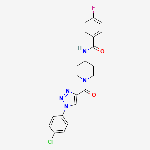 molecular formula C21H19ClFN5O2 B2688924 N-(1-(1-(4-chlorophenyl)-1H-1,2,3-triazole-4-carbonyl)piperidin-4-yl)-4-fluorobenzamide CAS No. 1251673-69-4
