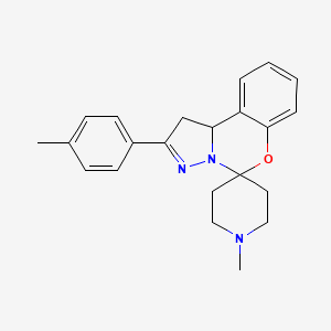 molecular formula C22H25N3O B2688928 1'-Methyl-2-(p-tolyl)-1,10b-dihydrospiro[benzo[e]pyrazolo[1,5-c][1,3]oxazine-5,4'-piperidine] CAS No. 375350-33-7