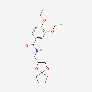 molecular formula C19H27NO5 B2688931 N-(1,4-dioxaspiro[4.4]nonan-2-ylmethyl)-3,4-diethoxybenzamide CAS No. 899958-40-8