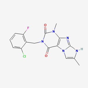 molecular formula C16H13ClFN5O2 B2688934 3-(2-chloro-6-fluorobenzyl)-1,7-dimethyl-1H-imidazo[2,1-f]purine-2,4(3H,8H)-dione CAS No. 919031-47-3