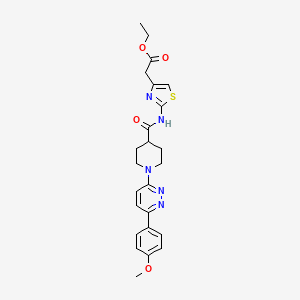 molecular formula C24H27N5O4S B2688935 Ethyl 2-(2-(1-(6-(4-methoxyphenyl)pyridazin-3-yl)piperidine-4-carboxamido)thiazol-4-yl)acetate CAS No. 1105231-42-2