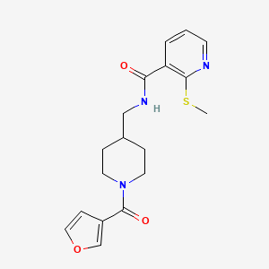 molecular formula C18H21N3O3S B2688943 N-((1-(呋喃-3-甲酰)哌啶-4-基)甲基)-2-(甲硫基)烟酰胺 CAS No. 1396748-72-3