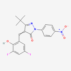 5-Tert-butyl-4-[(2-hydroxy-3,5-diiodophenyl)methylidene]-2-(4-nitrophenyl)pyrazol-3-one