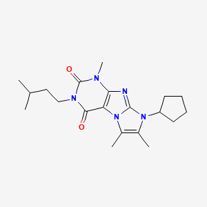 molecular formula C20H29N5O2 B2688953 6-环戊基-4,7,8-三甲基-2-(3-甲基丁基)嘌呤并[7,8-a]咪唑-1,3-二酮 CAS No. 923384-45-6
