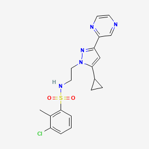 3-chloro-N-(2-(5-cyclopropyl-3-(pyrazin-2-yl)-1H-pyrazol-1-yl)ethyl)-2-methylbenzenesulfonamide