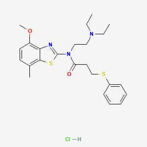N-(2-(diethylamino)ethyl)-N-(4-methoxy-7-methylbenzo[d]thiazol-2-yl)-3-(phenylthio)propanamide hydrochloride