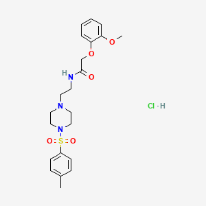 2-(2-methoxyphenoxy)-N-(2-(4-tosylpiperazin-1-yl)ethyl)acetamide hydrochloride