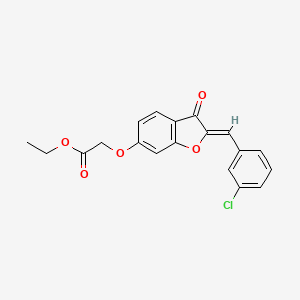 molecular formula C19H15ClO5 B2688967 (Z)-乙酸2-((2-(3-氯苯甲亚甲基)-3-氧代-2,3-二氢苯并呋喃-6-基)氧基)酯 CAS No. 620547-74-2