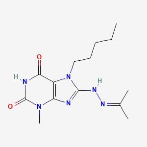 molecular formula C14H22N6O2 B2688970 3-Methyl-7-pentyl-8-(2-propan-2-ylidenehydrazinyl)purine-2,6-dione CAS No. 304868-01-7